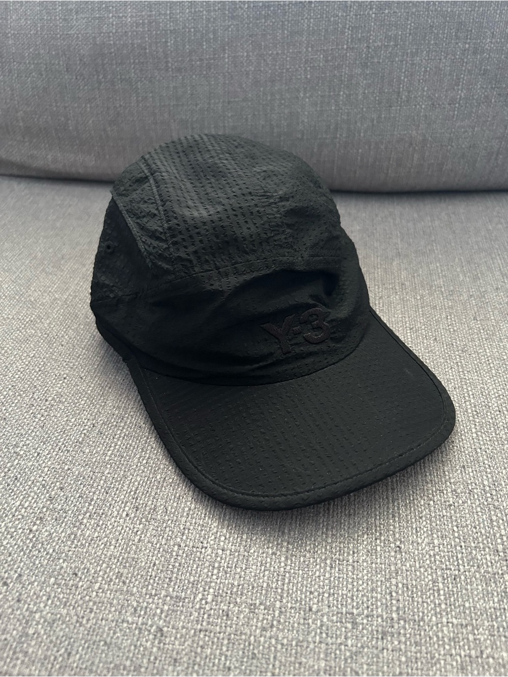 Y-3 logo seersucker running cap